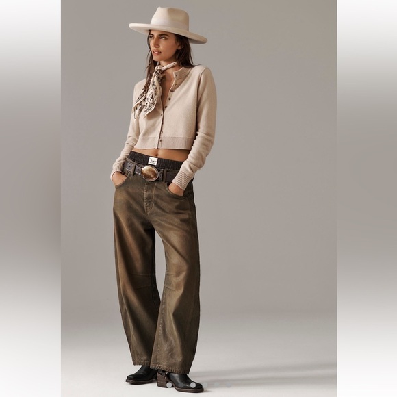 NWT We The Free Good Luck Coated Jeans New Moon Oversized 32 Women - Picture 4 of 11